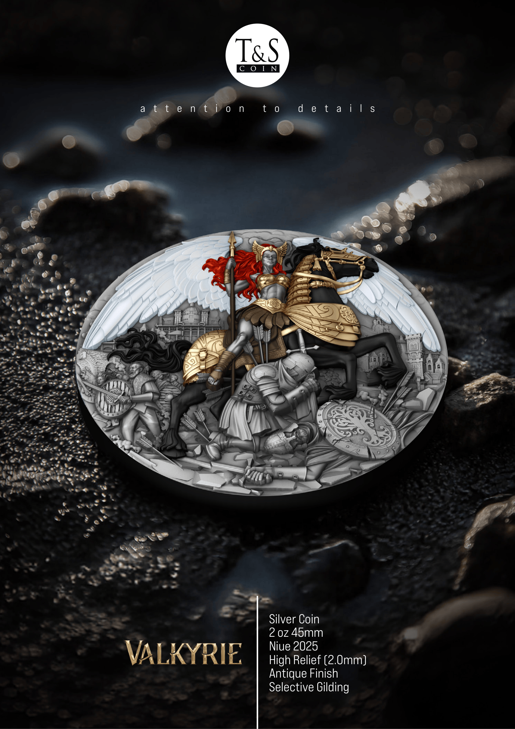 VALKYRIE 2 oz Silver Coin - 5 Dollars Niue 2025 - T&S Coin