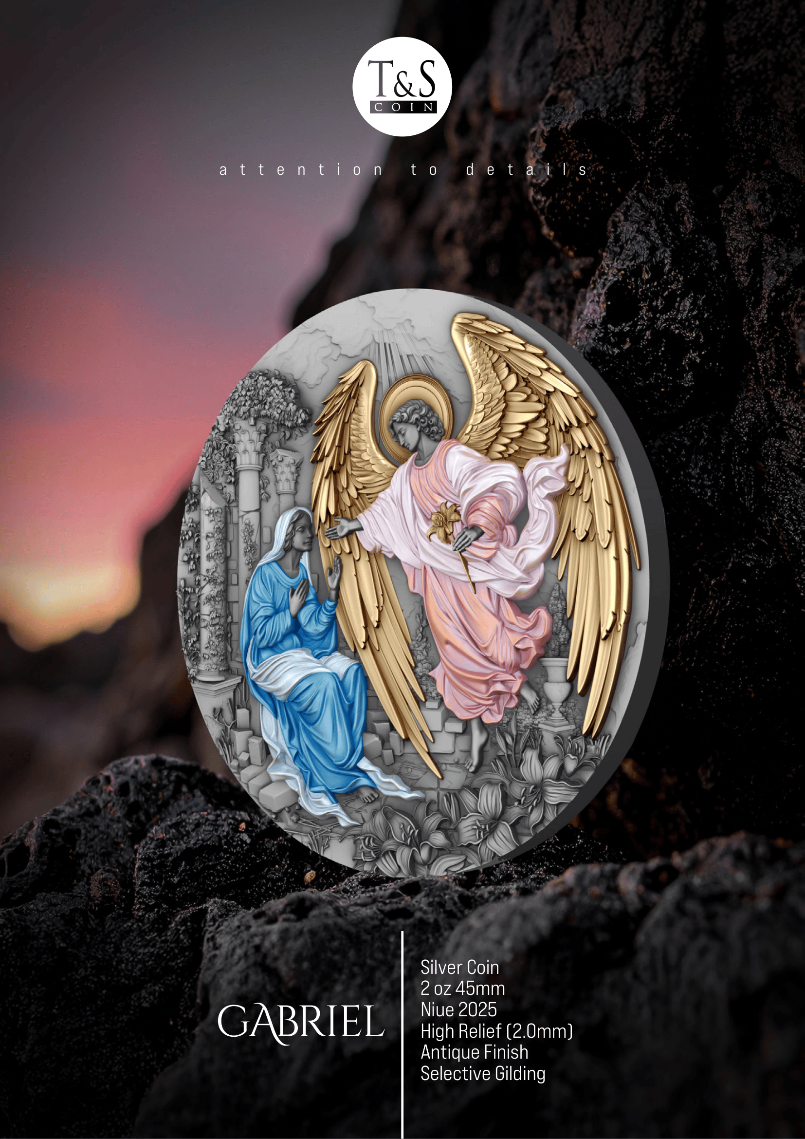 GABRIEL 2 oz Silver Coin - 5 Dollars Niue 2025 - T&S Coin