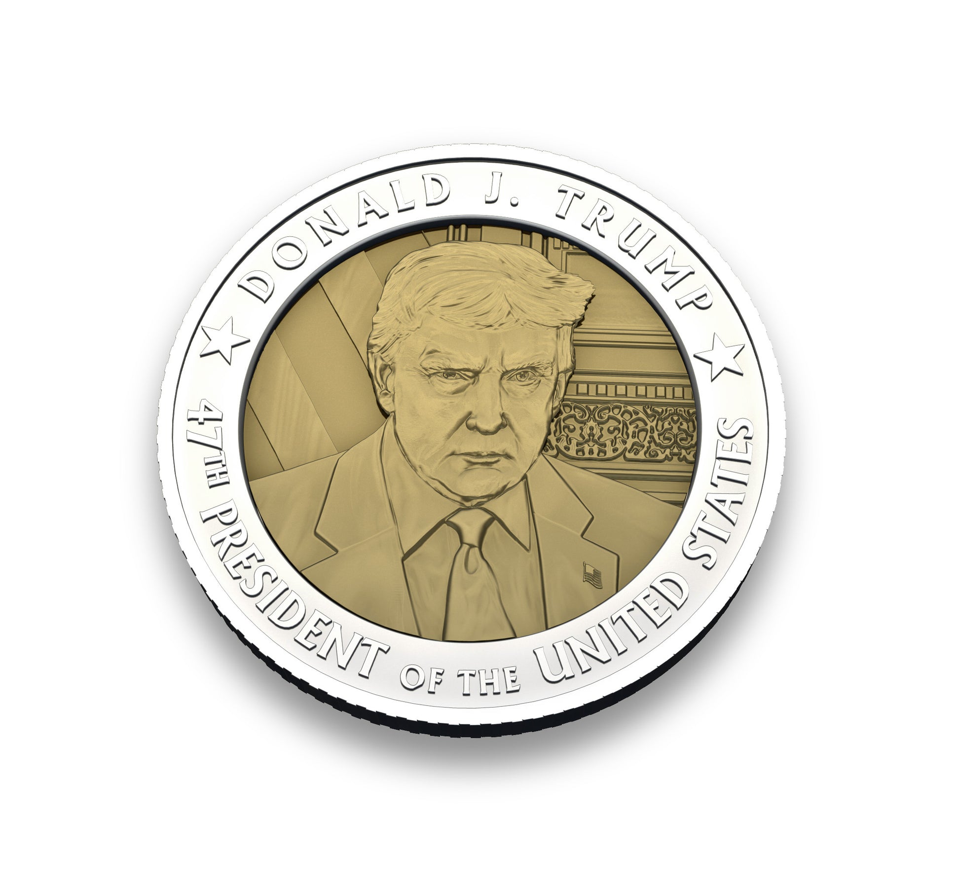 1 oz Silver 24k Gold Plated Trump 47 2025 Limited Inauguration Medallion.