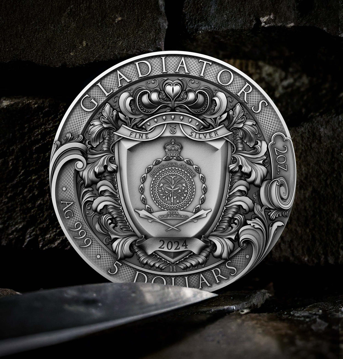 GLADIATOR 2 oz Silver Coin - $5 Niue - T&S Coin