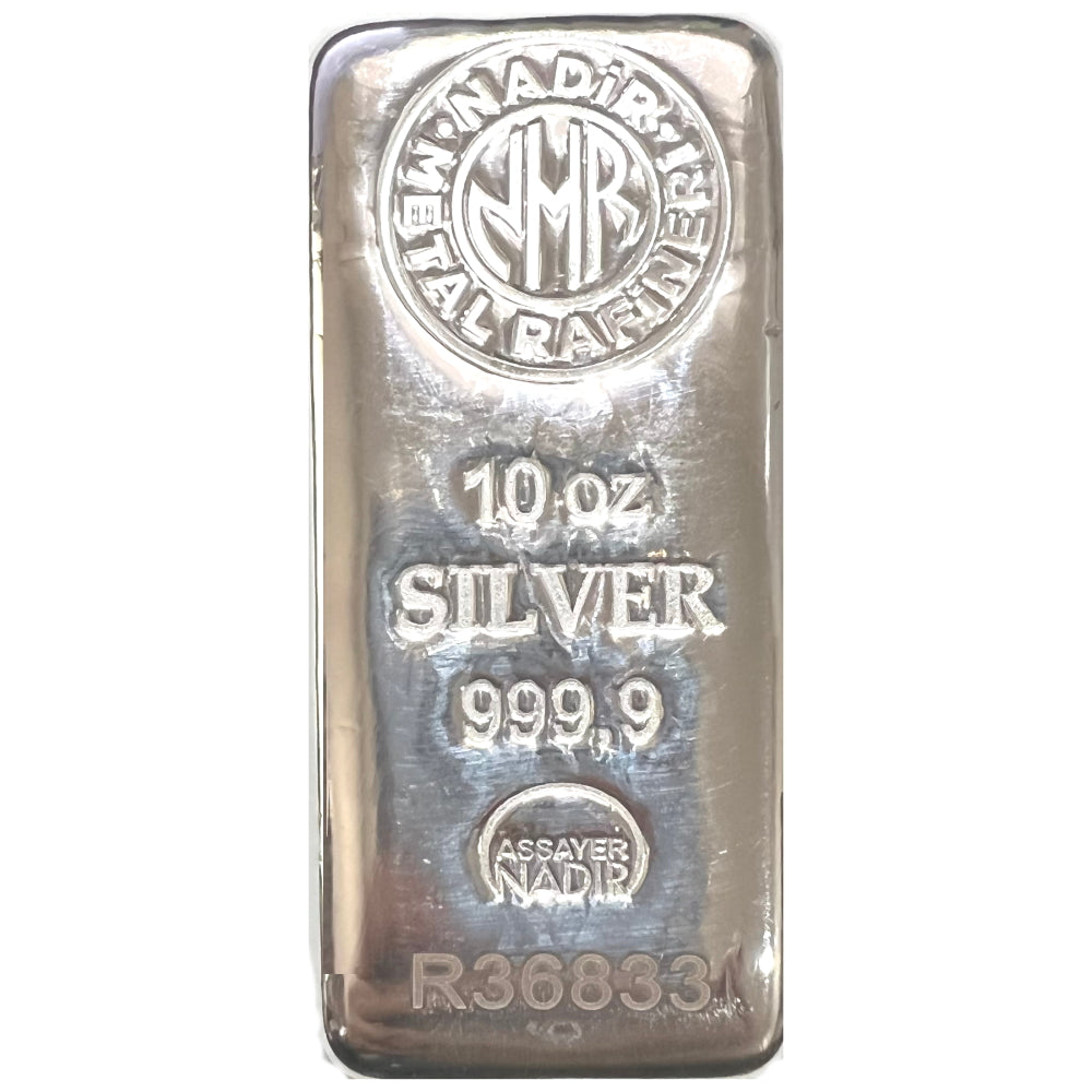 10 oz Nadir Silver Bar .9999 (Serialized w/ COA) - OZB