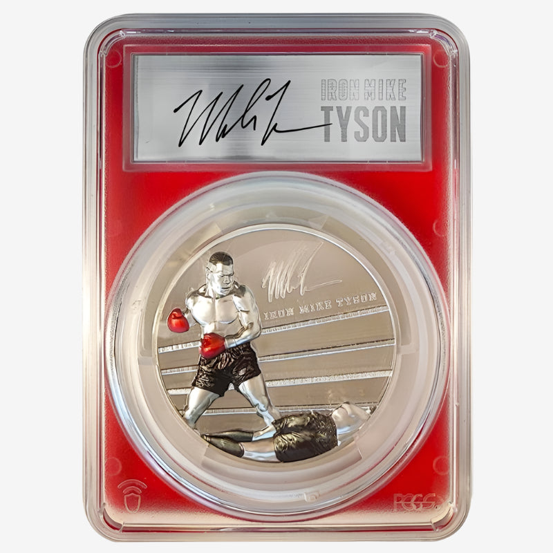 5 oz Silver MIKE TYSON Hand Signed Legends Series PR70 DCAM Coin 2023 Cook Islands