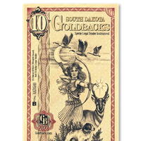 SOUTH DAKOTA Goldback 10 Note Aurum (5 Pack) - 24k Gold Bills Random Year - OZB