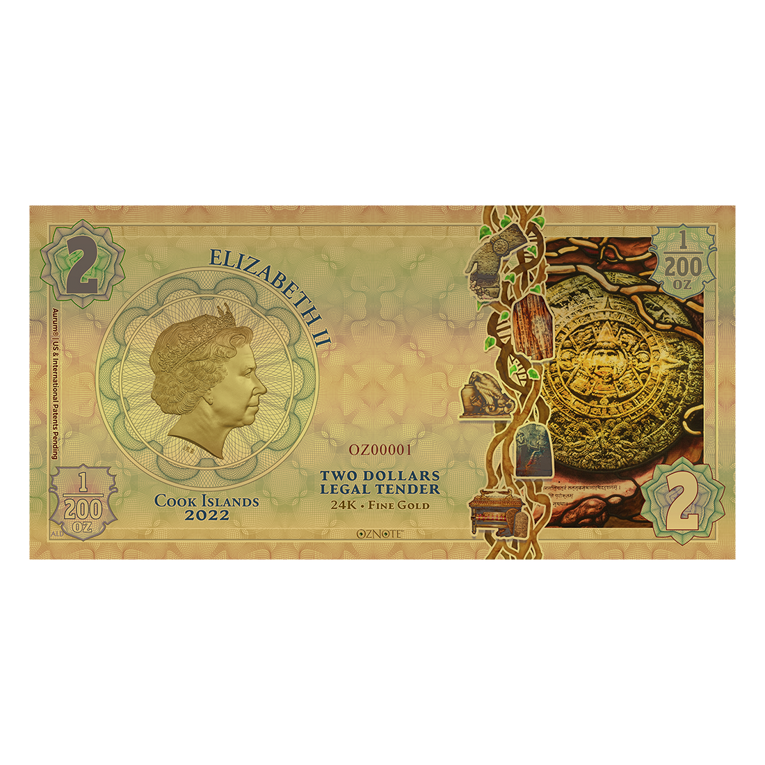 2022 Cook Islands STORY Threads of Light 24k Gold Note - OZB