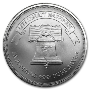 1 oz LIBERTY BELL Silver Round - A-Mark (Random Year) - OZB