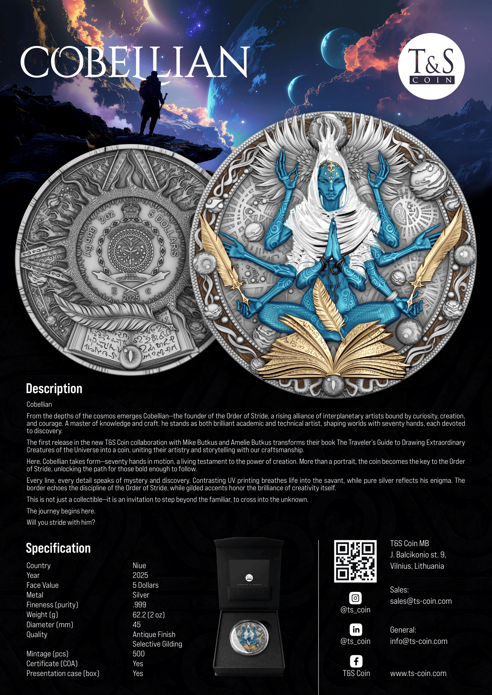 COBELLIAN 2 oz Silver Coin - 5 Dollars Niue 2025 - T&S Coin