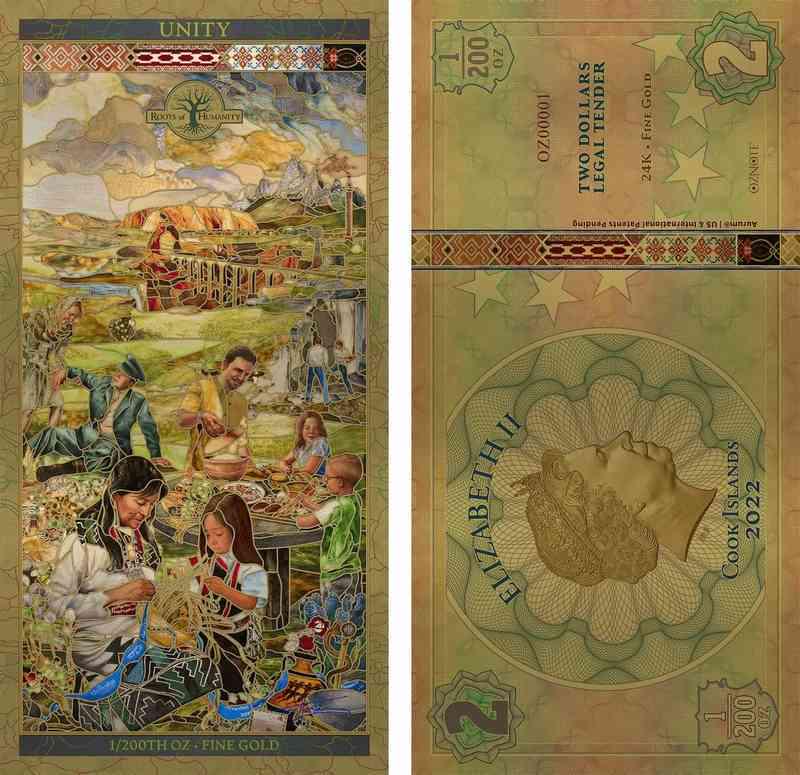 2022 Cook Islands Gold Note Set - 7 Pillars | Matching Serial