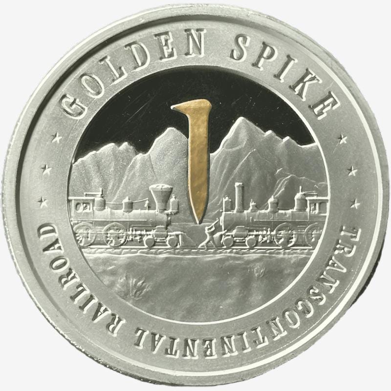 1 oz Silver Golden Spike Round - Railroad Commemorative