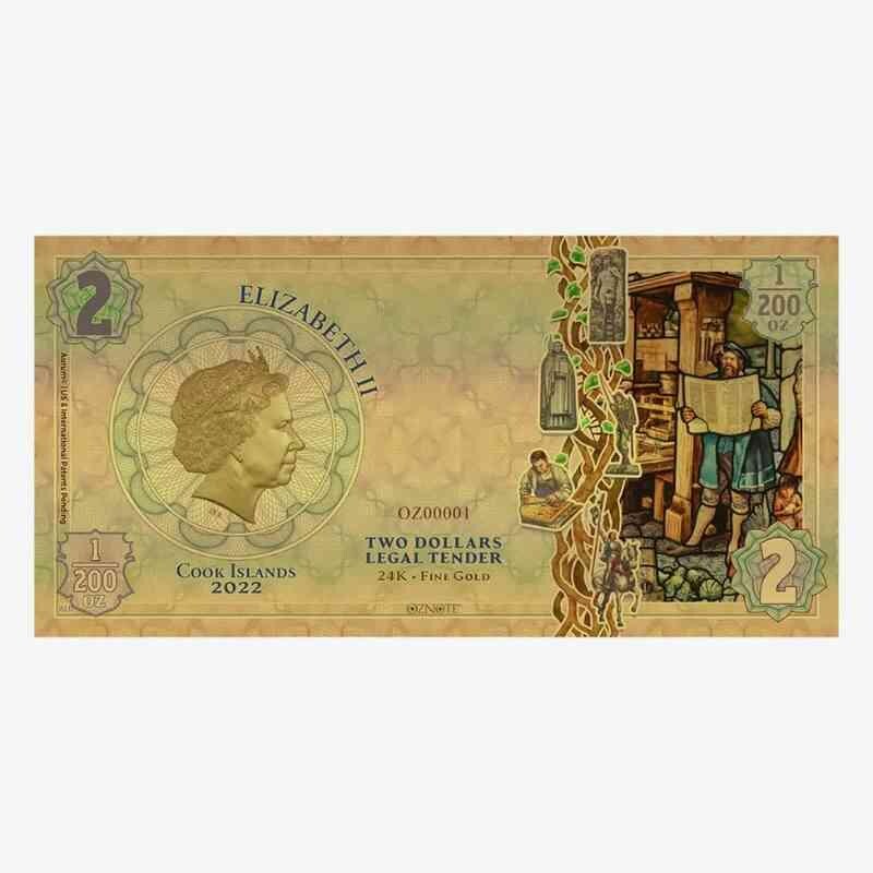 Cook Islands 24k Gold Note - 2022 GOLD Note | Numismatist Must-Have