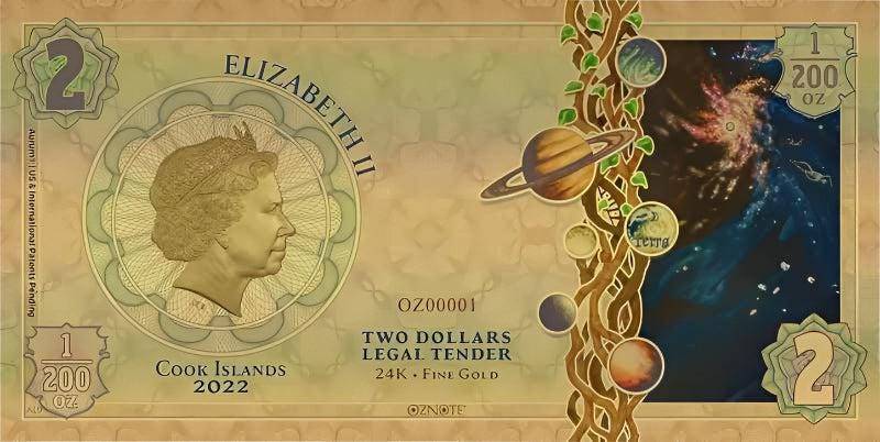 Cook Islands Gold Note - Threads of Light | 24k Gold