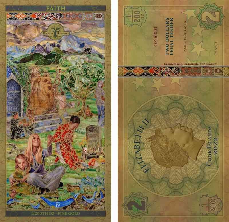 2022 Cook Islands Gold Note Set - 7 Pillars | Matching Serial