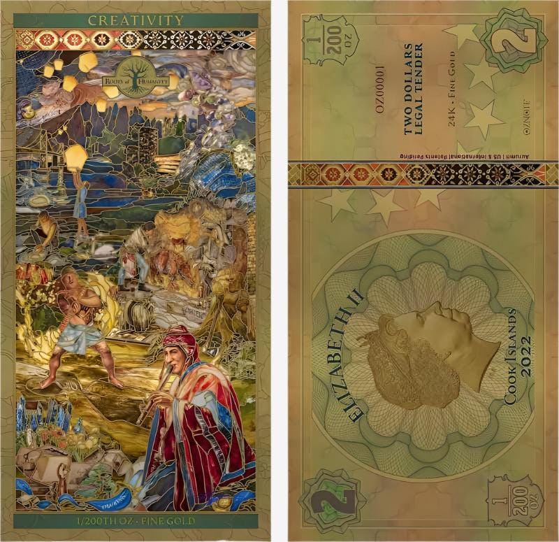 CREATIVITY Seven Pillars 24k Gold Note | Unique Collectible