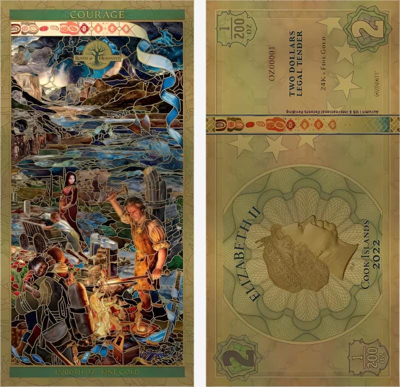 Cook Islands Gold Note 2022 - Seven Pillars of Humanity