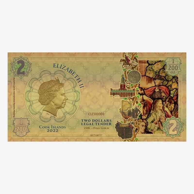 Cook Islands Gold Note 2022 - Light Threads | 24K Gold Accents