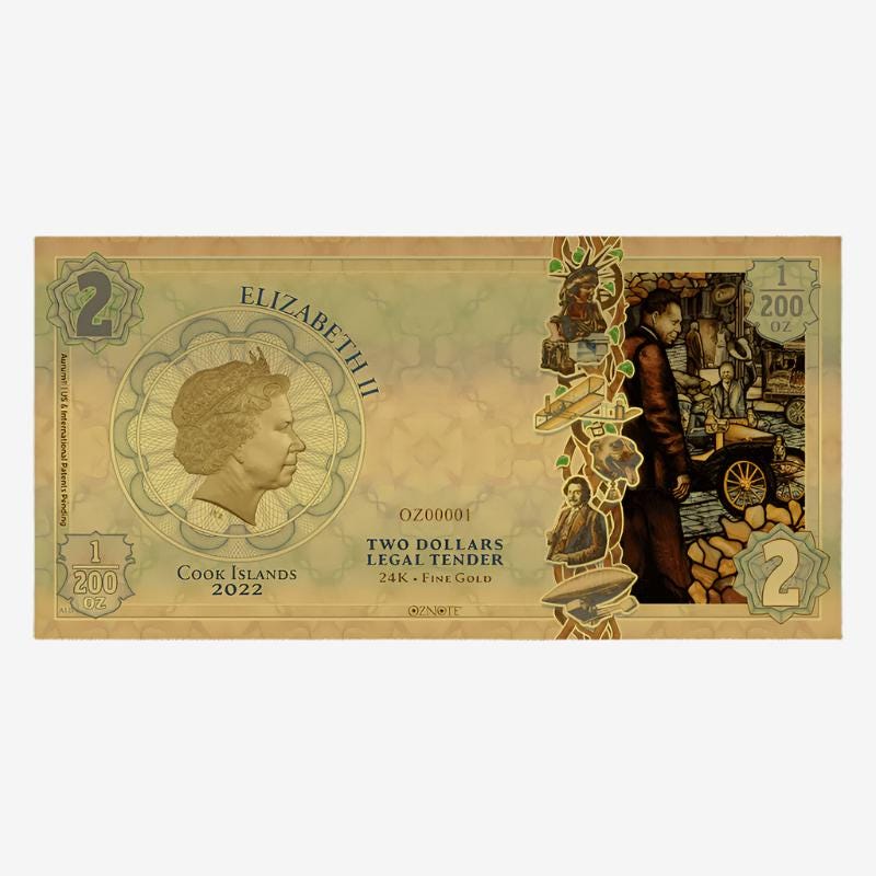 2022 Cook Islands Gold Note - Threads of Light | 24K Gold