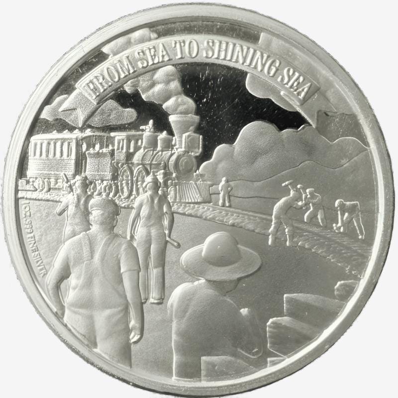 1 oz Silver Golden Spike Round - Railroad Commemorative