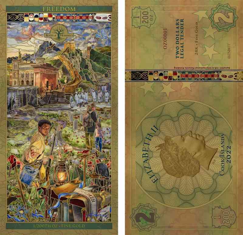 Cook Islands 7 Pillars Gold Notes - 2022 PMG 70 | Full Serial Set