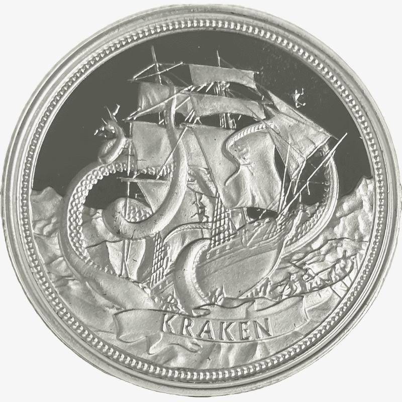 1 oz Silver KRAKEN Round - KRAKEN Silver Round | .999 OZ Mint (Etsy)