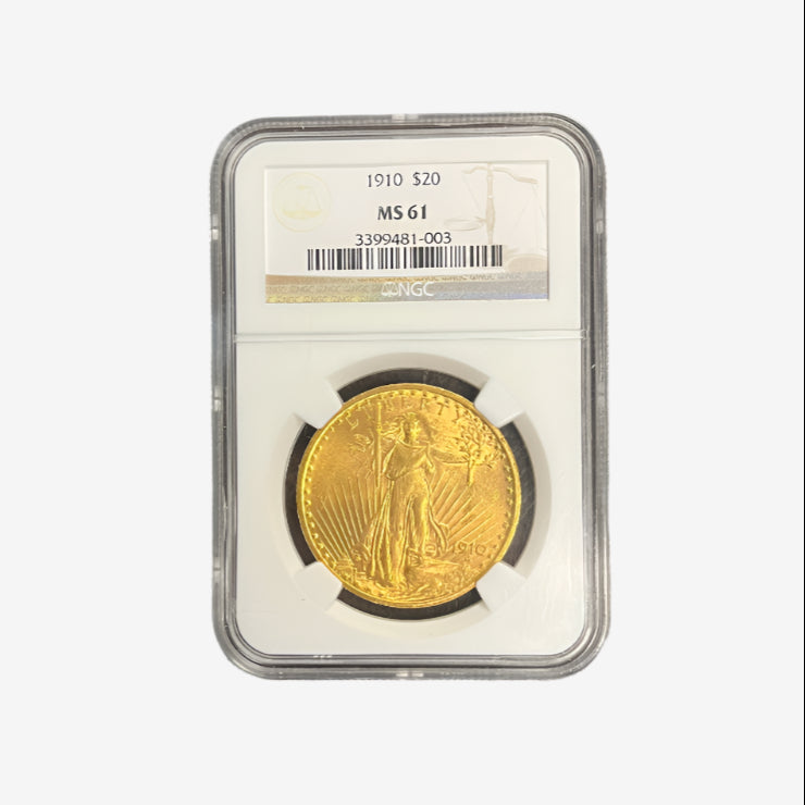 1 oz NGC Slabbed GOLD SAINT-GAUDENS 1910 $20 Coin