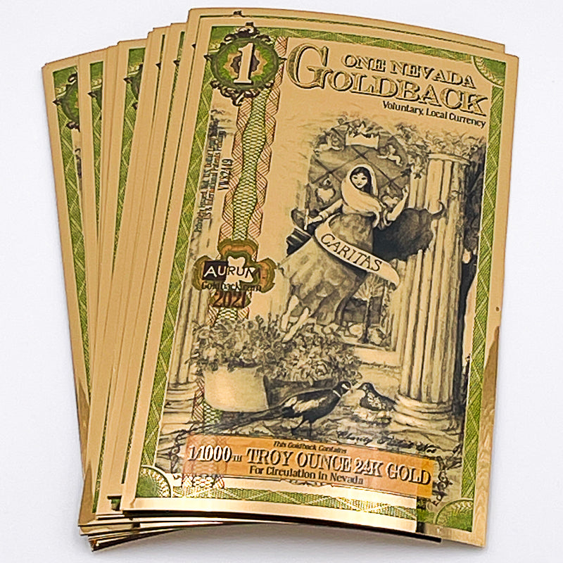NEVADA Goldback 1 Note Aurum (20 Pack) - 24k Gold Bills Random Year - OZB