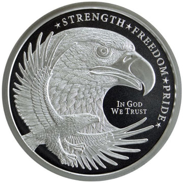 Silver Eagle and American Flag 1oz Round Silver Coin - OZB