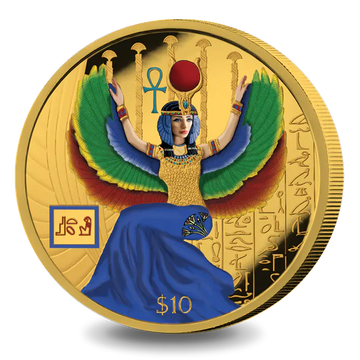 God Isis - Egyptian Gods Series 1oz Proof Silver GoldClad Coin (Colored) - OZB