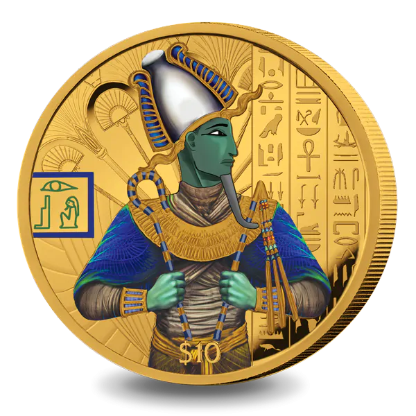 God Osiris - Egyptian Gods Series 1oz Proof Silver GoldClad Coin (Colored) - OZB